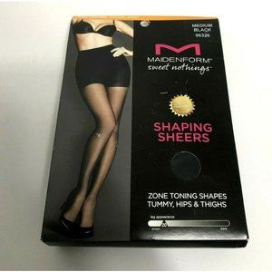 *New Maidenform Sweet Nothings Shaping Sheers Nylon Pantyhose Medium Nude Black